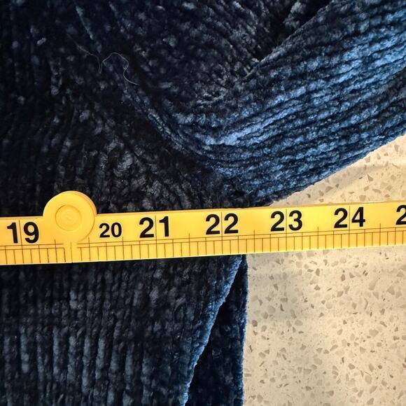 Orvis Chenille Velvet Chunky Sweater Royal Blue Women XL Cozy Rib Knit Winter - Picture 7 of 8